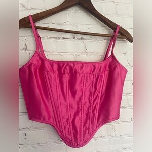 Pretty Little Thing - Bone Corset Hot Pink w/ Zipper & Straps Women’s 2